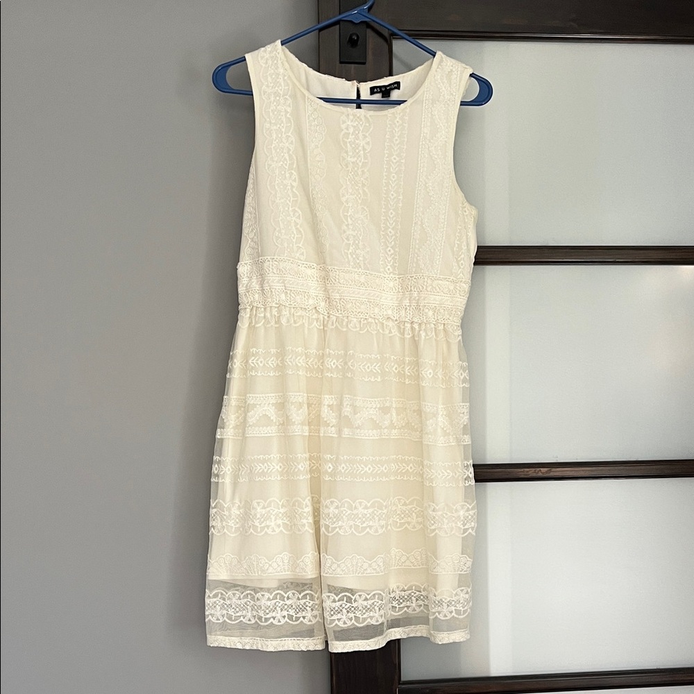 As U Wish Ivory Lace Formal Kids Dress